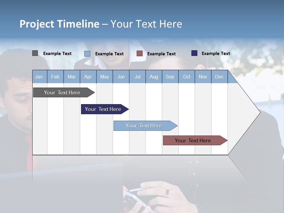 A Group Of Business People Looking At A Computer Screen PowerPoint Template