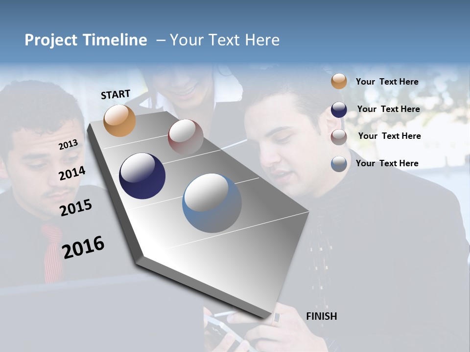 A Group Of Business People Looking At A Computer Screen PowerPoint Template
