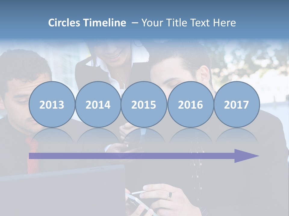 A Group Of Business People Looking At A Computer Screen PowerPoint Template