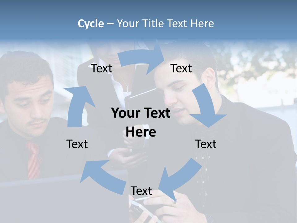 A Group Of Business People Looking At A Computer Screen PowerPoint Template