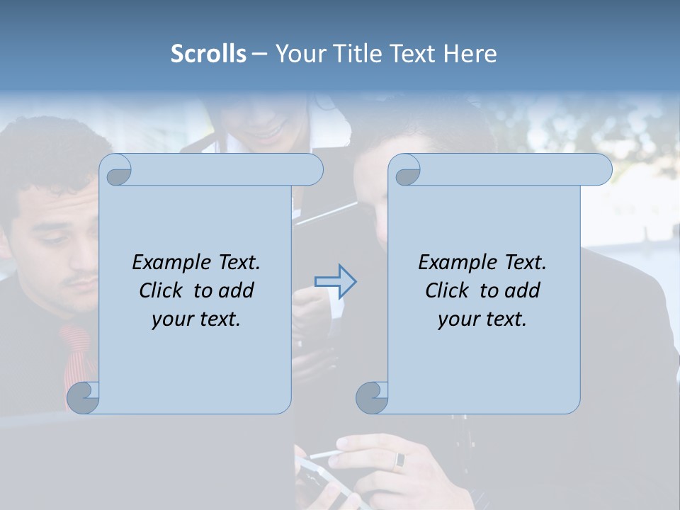 A Group Of Business People Looking At A Computer Screen PowerPoint Template