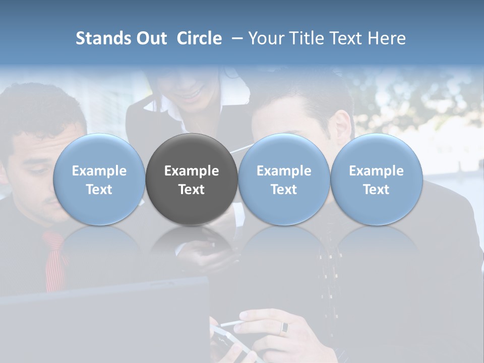 A Group Of Business People Looking At A Computer Screen PowerPoint Template