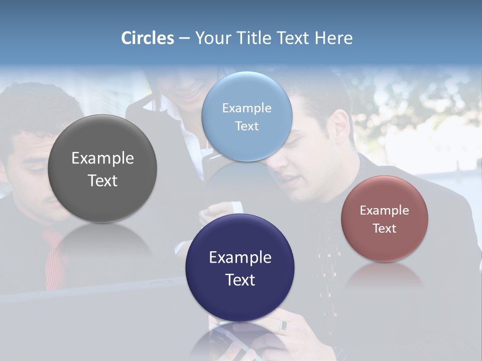 A Group Of Business People Looking At A Computer Screen PowerPoint Template