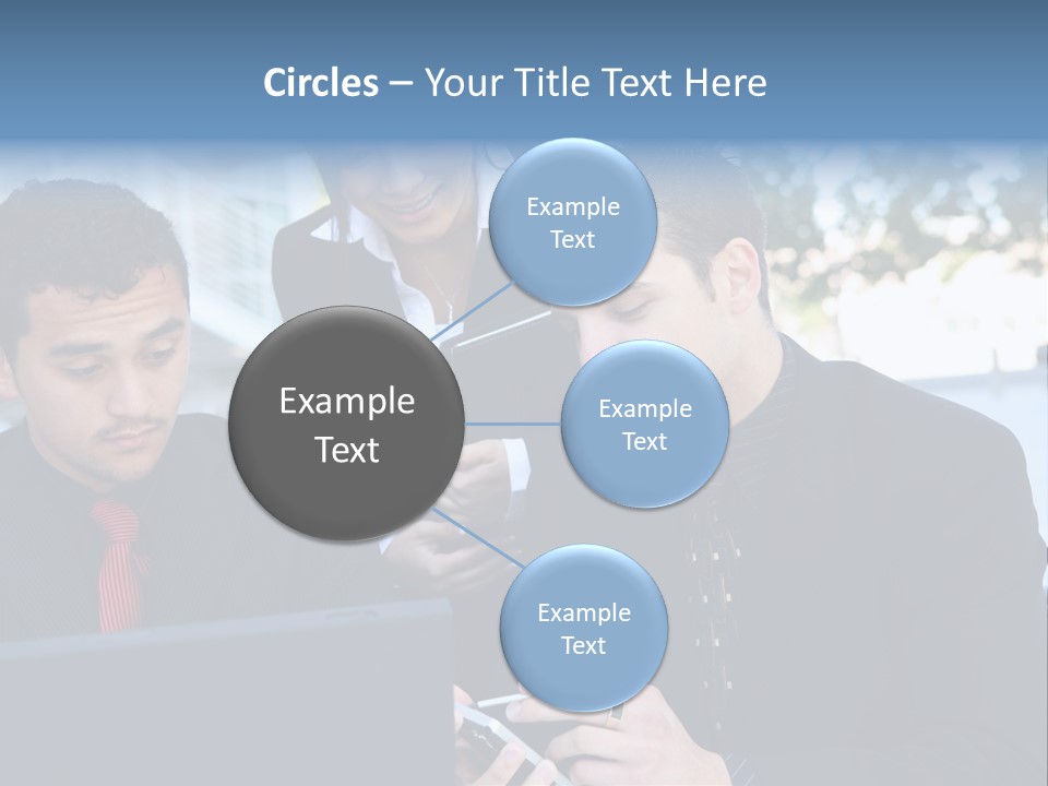 A Group Of Business People Looking At A Computer Screen PowerPoint Template