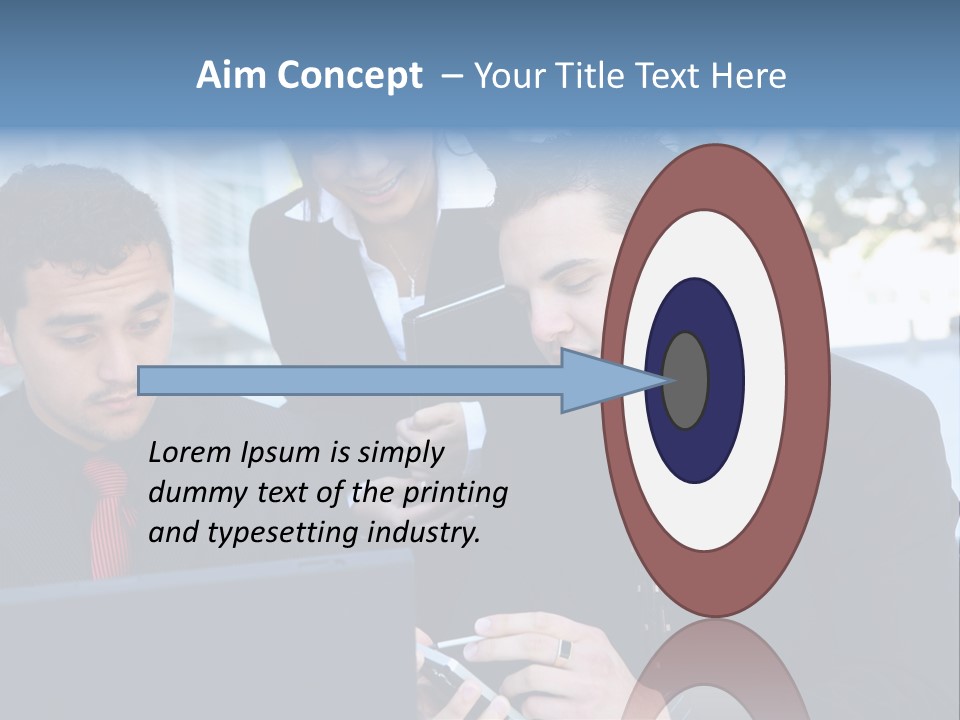 A Group Of Business People Looking At A Computer Screen PowerPoint Template