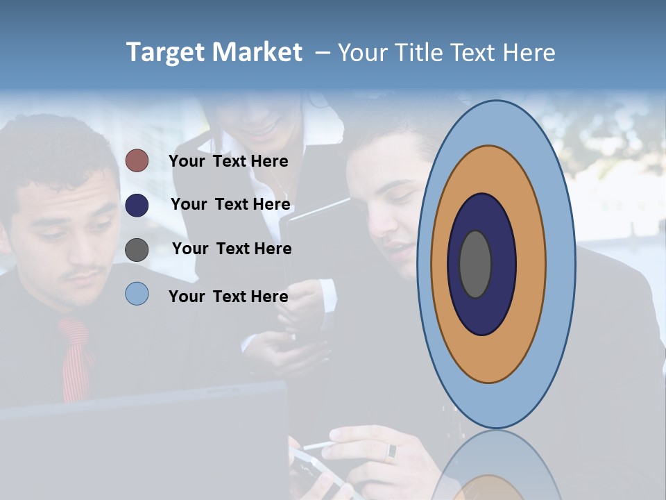 A Group Of Business People Looking At A Computer Screen PowerPoint Template