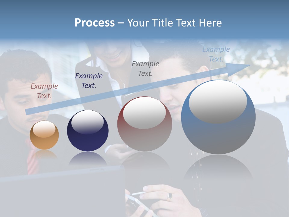 A Group Of Business People Looking At A Computer Screen PowerPoint Template