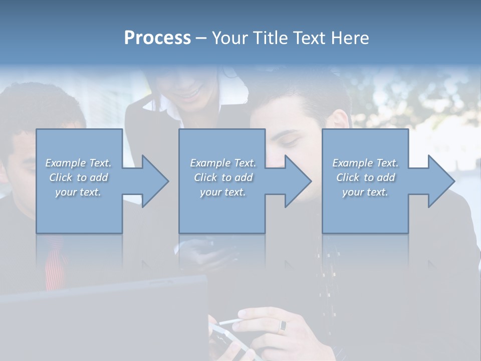 A Group Of Business People Looking At A Computer Screen PowerPoint Template