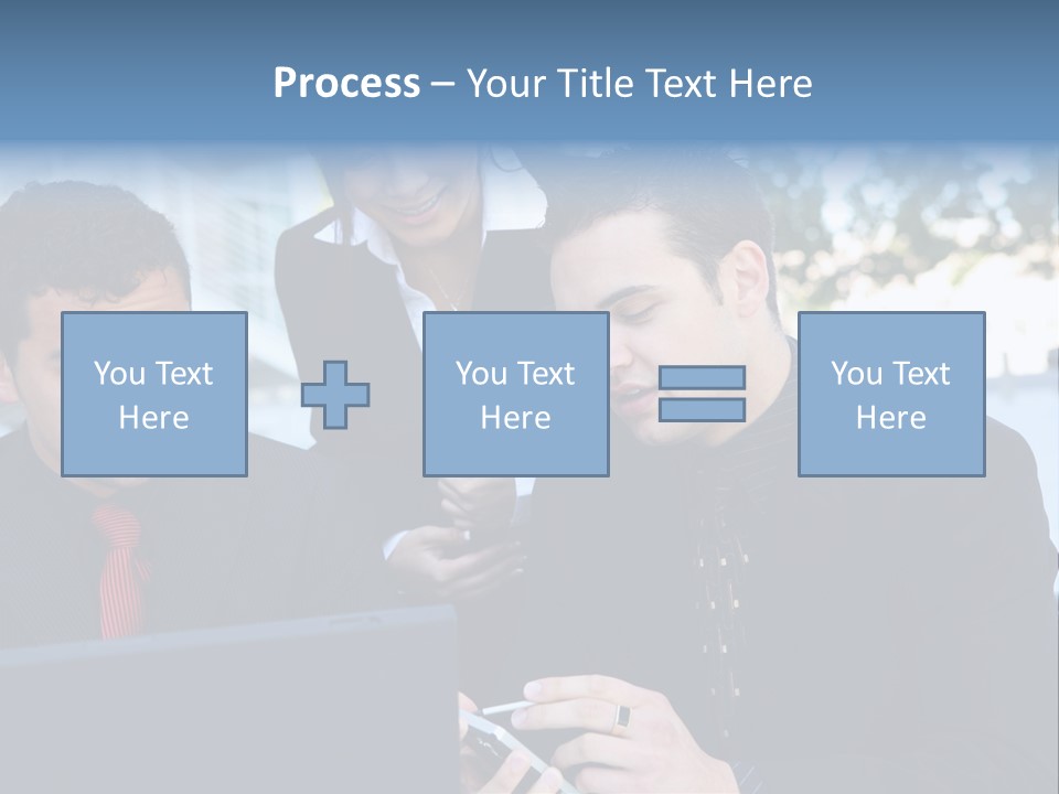 A Group Of Business People Looking At A Computer Screen PowerPoint Template