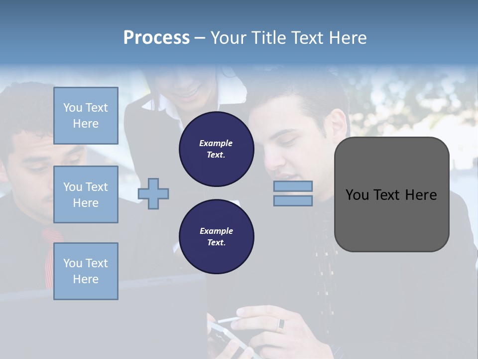 A Group Of Business People Looking At A Computer Screen PowerPoint Template