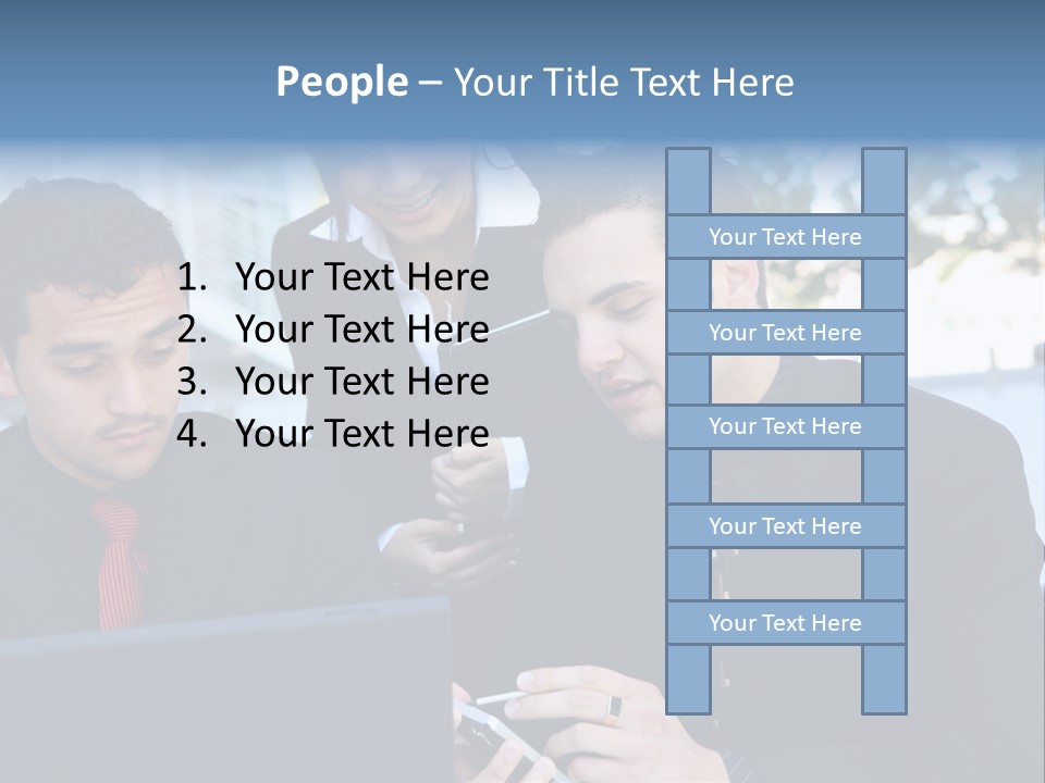 A Group Of Business People Looking At A Computer Screen PowerPoint Template