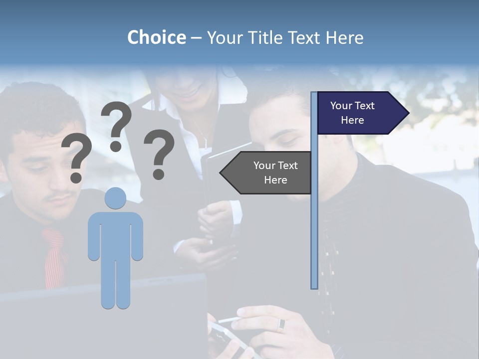 A Group Of Business People Looking At A Computer Screen PowerPoint Template