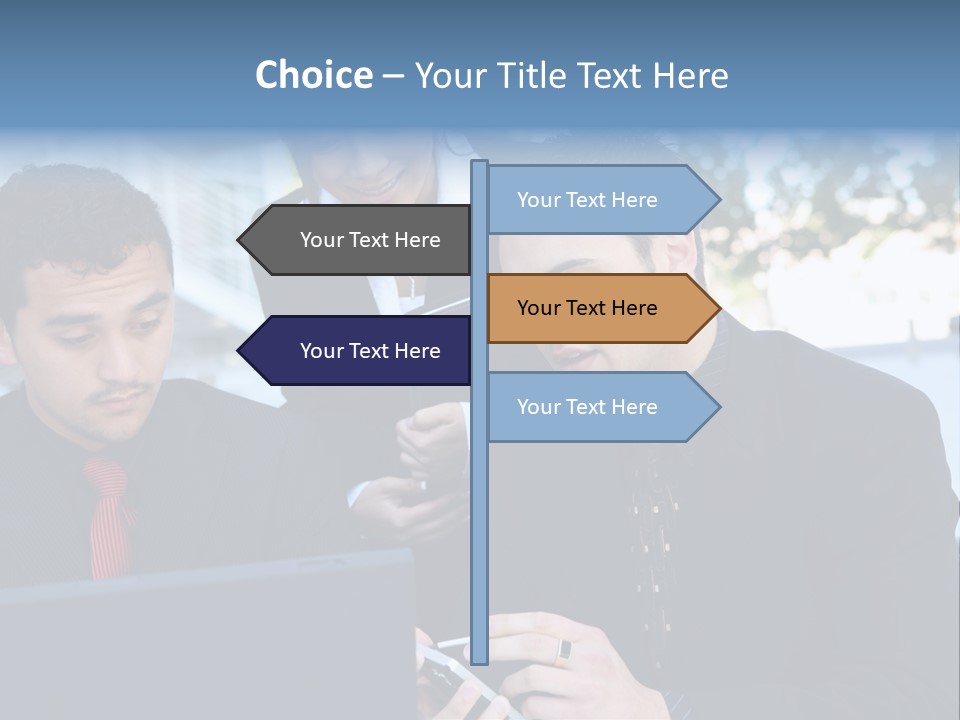 A Group Of Business People Looking At A Computer Screen PowerPoint Template