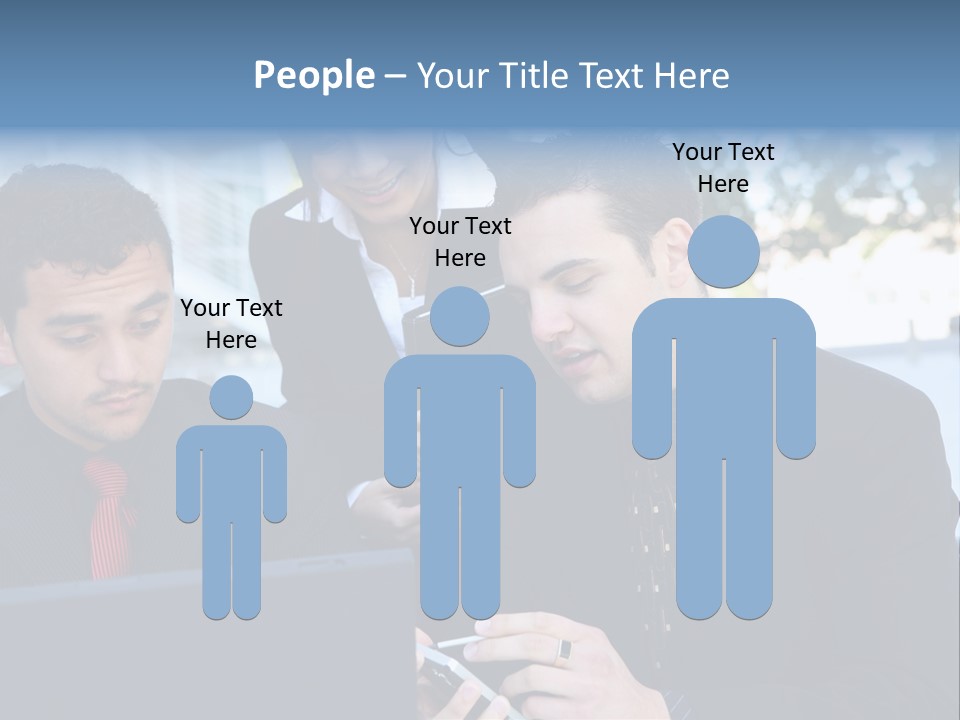 A Group Of Business People Looking At A Computer Screen PowerPoint Template