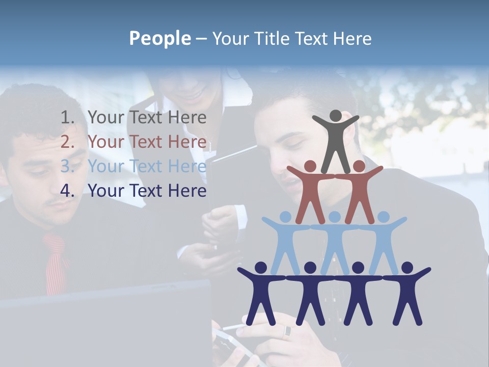 A Group Of Business People Looking At A Computer Screen PowerPoint Template