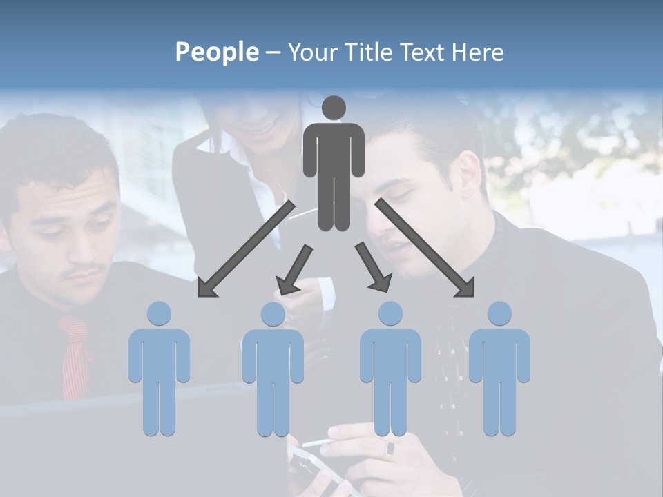 A Group Of Business People Looking At A Computer Screen PowerPoint Template