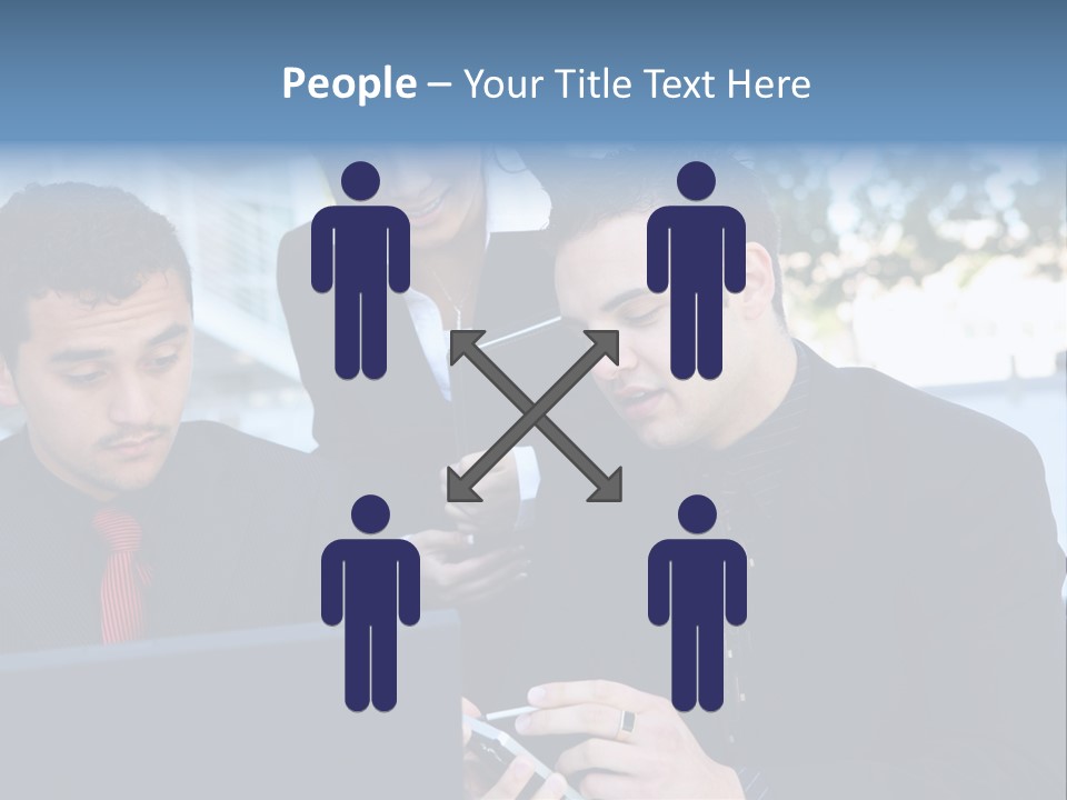 A Group Of Business People Looking At A Computer Screen PowerPoint Template