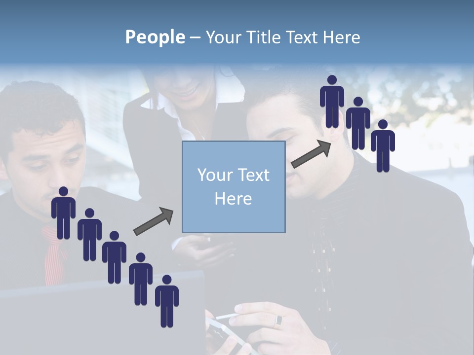 A Group Of Business People Looking At A Computer Screen PowerPoint Template