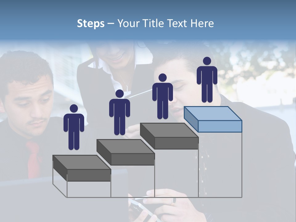 A Group Of Business People Looking At A Computer Screen PowerPoint Template