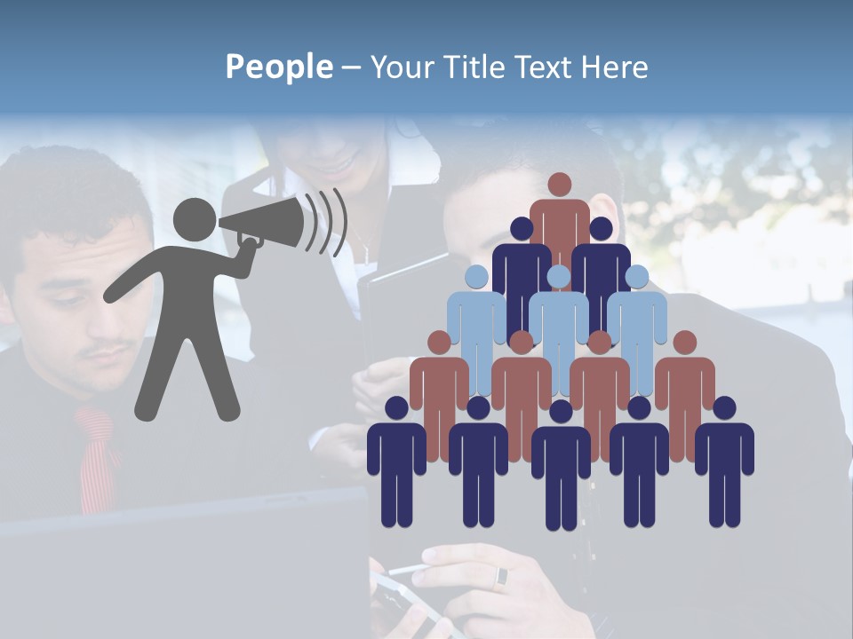 A Group Of Business People Looking At A Computer Screen PowerPoint Template