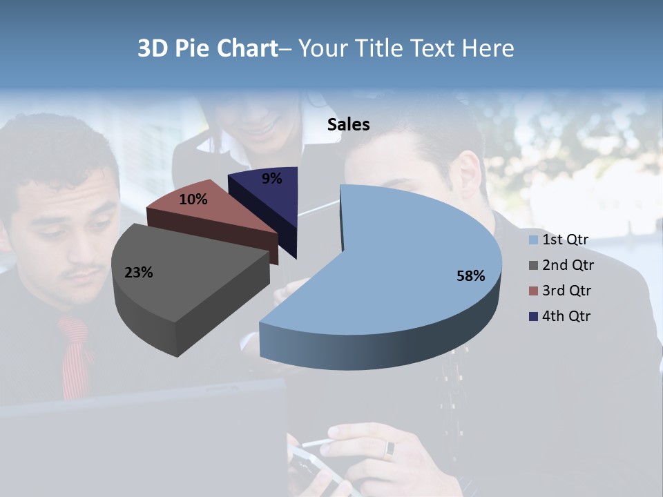 A Group Of Business People Looking At A Computer Screen PowerPoint Template