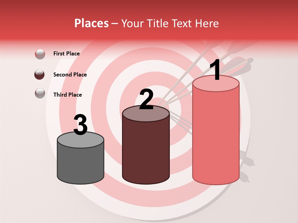 Three Arrows In A Target On Wall - Rendered In 3D PowerPoint Template