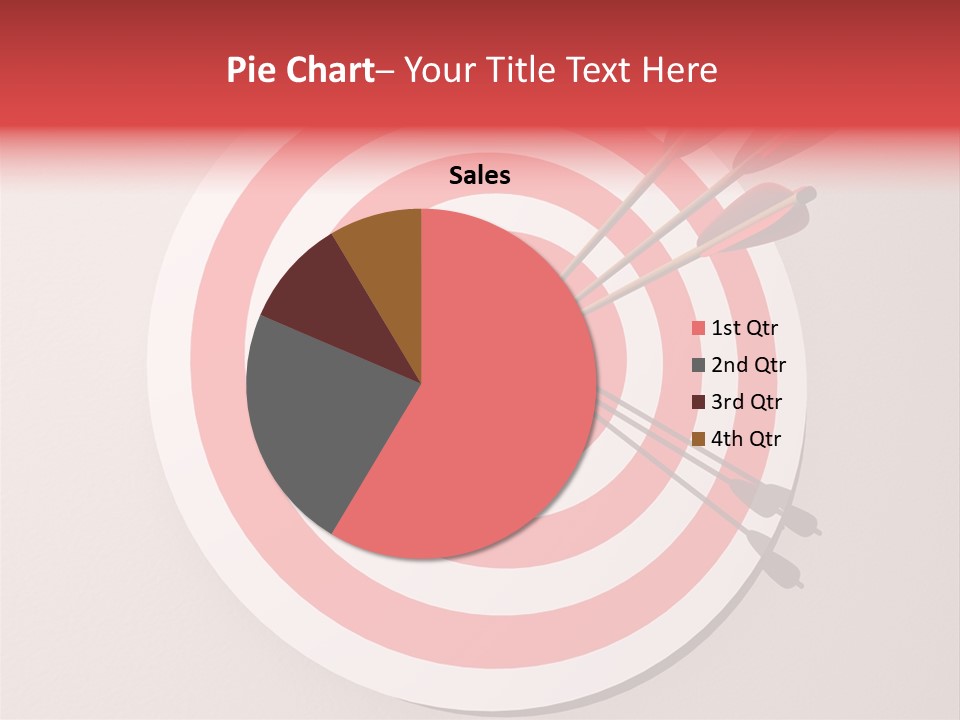Three Arrows In A Target On Wall - Rendered In 3D PowerPoint Template