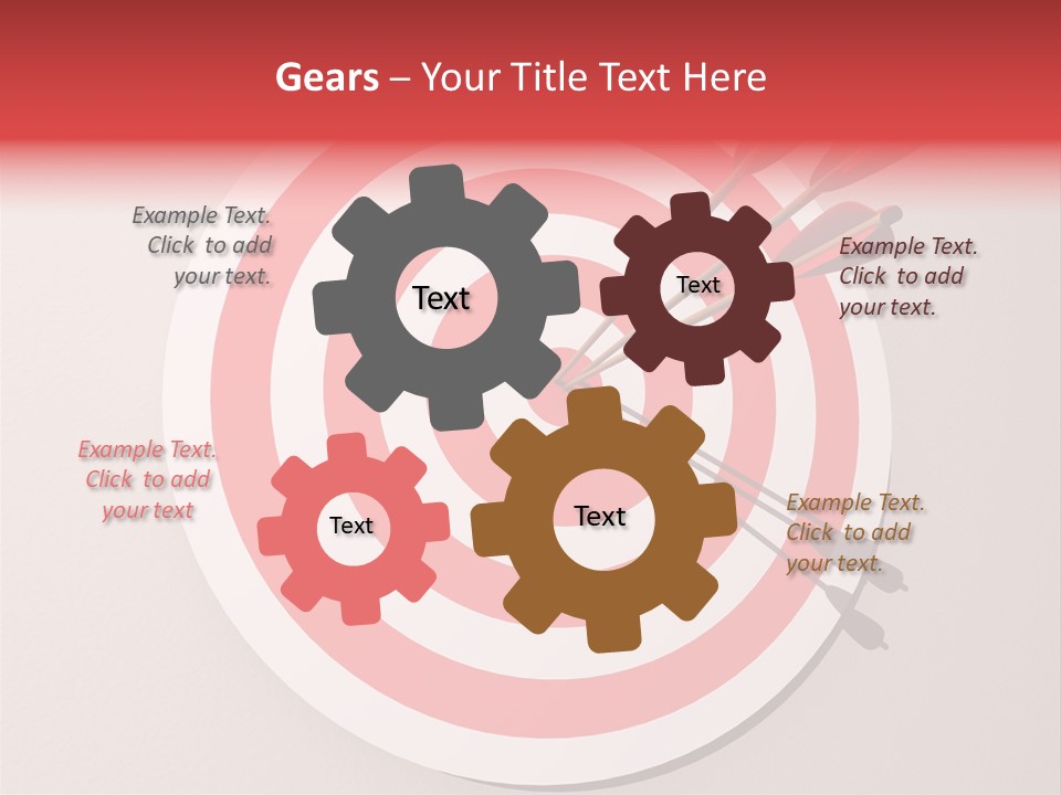 Three Arrows In A Target On Wall - Rendered In 3D PowerPoint Template