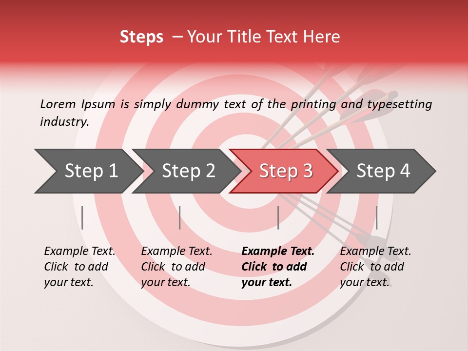 Three Arrows In A Target On Wall - Rendered In 3D PowerPoint Template