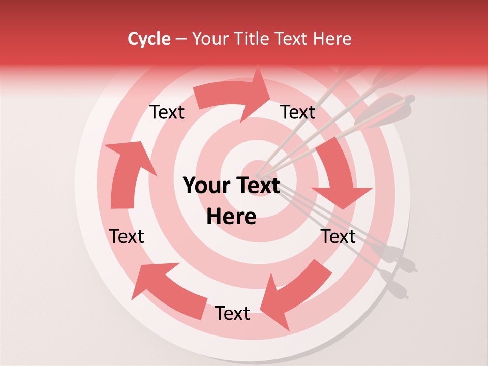 Three Arrows In A Target On Wall - Rendered In 3D PowerPoint Template