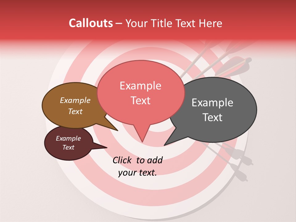 Three Arrows In A Target On Wall - Rendered In 3D PowerPoint Template