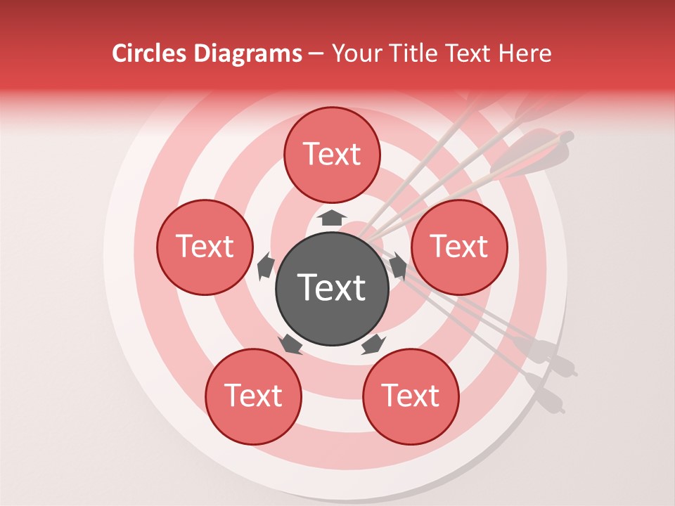 Three Arrows In A Target On Wall - Rendered In 3D PowerPoint Template