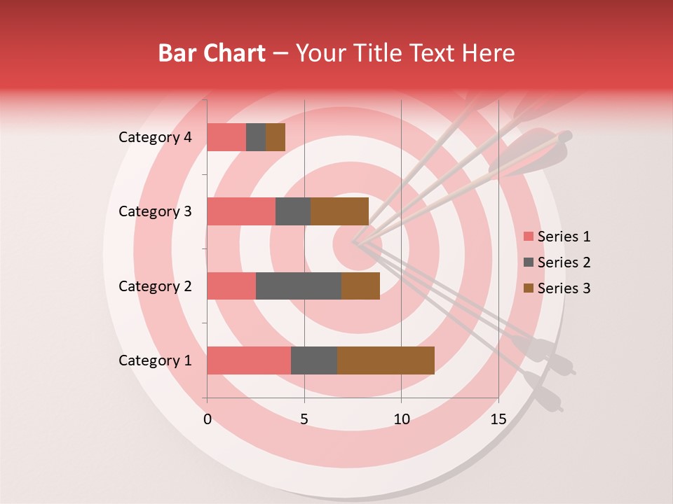 Three Arrows In A Target On Wall - Rendered In 3D PowerPoint Template