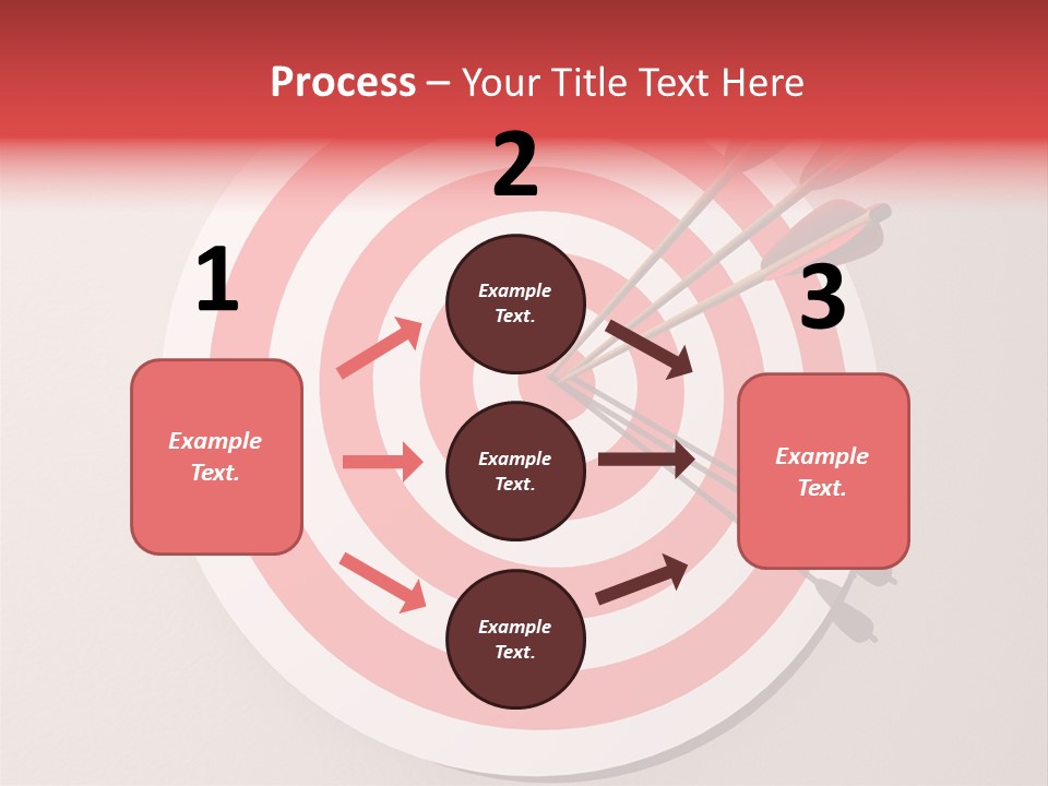 Three Arrows In A Target On Wall - Rendered In 3D PowerPoint Template