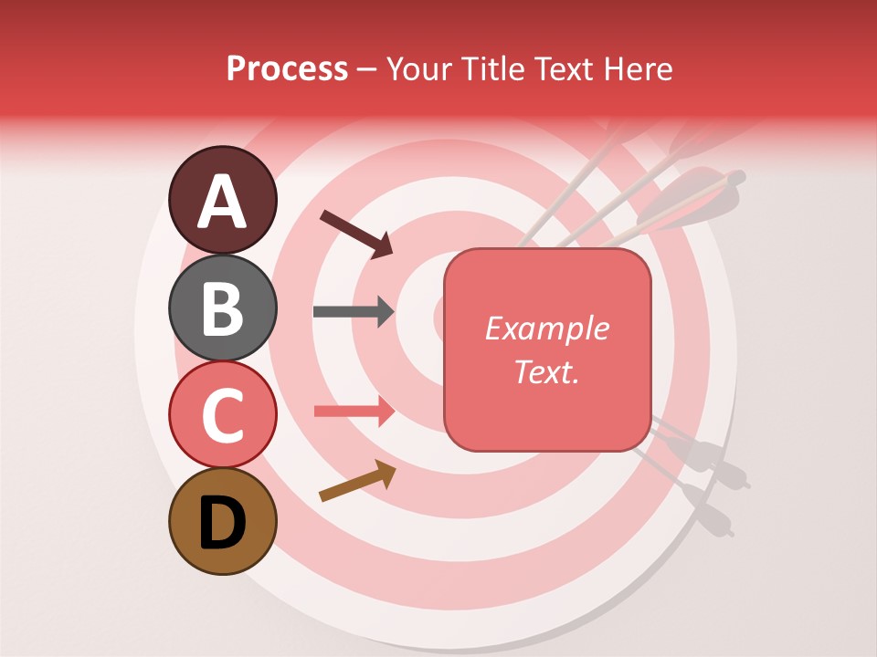 Three Arrows In A Target On Wall - Rendered In 3D PowerPoint Template