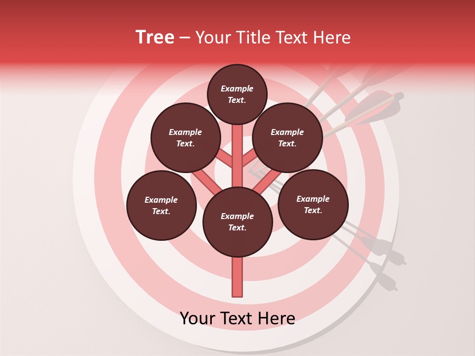 Three Arrows In A Target On Wall - Rendered In 3D PowerPoint Template