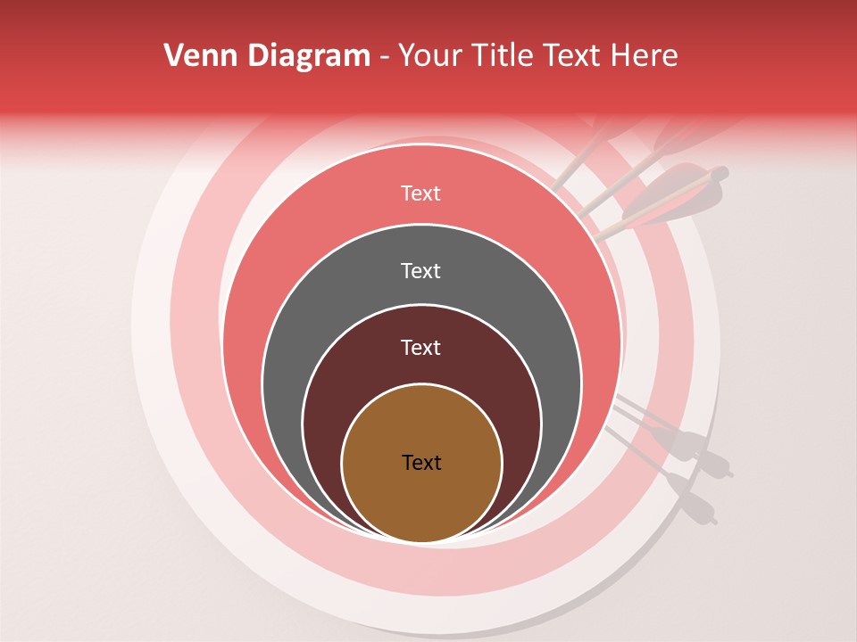 Three Arrows In A Target On Wall - Rendered In 3D PowerPoint Template