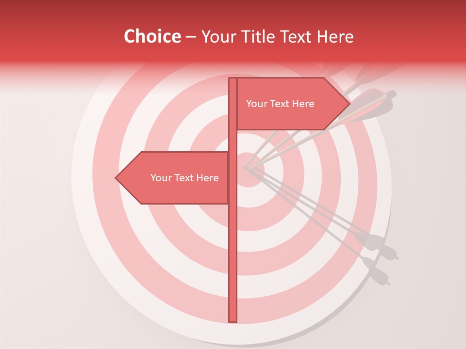 Three Arrows In A Target On Wall - Rendered In 3D PowerPoint Template