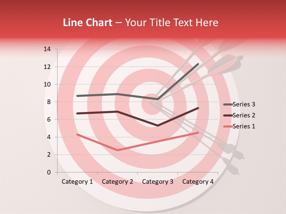 Three Arrows In A Target On Wall - Rendered In 3D PowerPoint Template