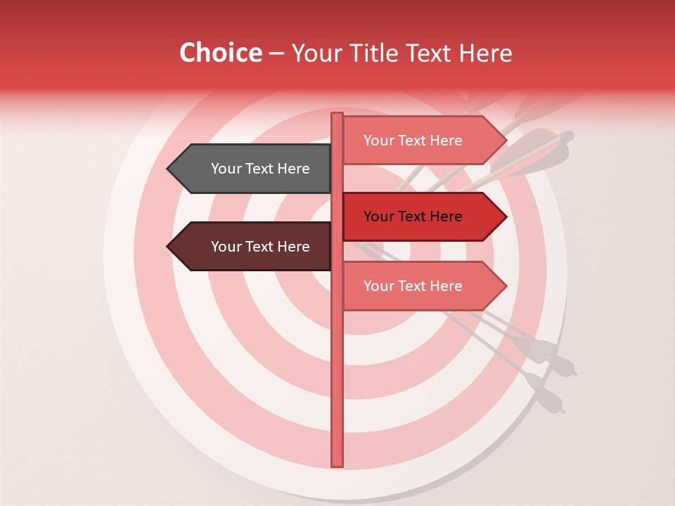 Three Arrows In A Target On Wall - Rendered In 3D PowerPoint Template