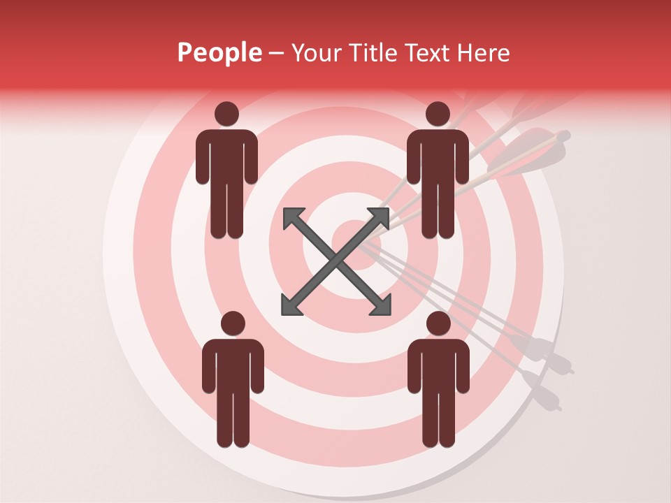 Three Arrows In A Target On Wall - Rendered In 3D PowerPoint Template