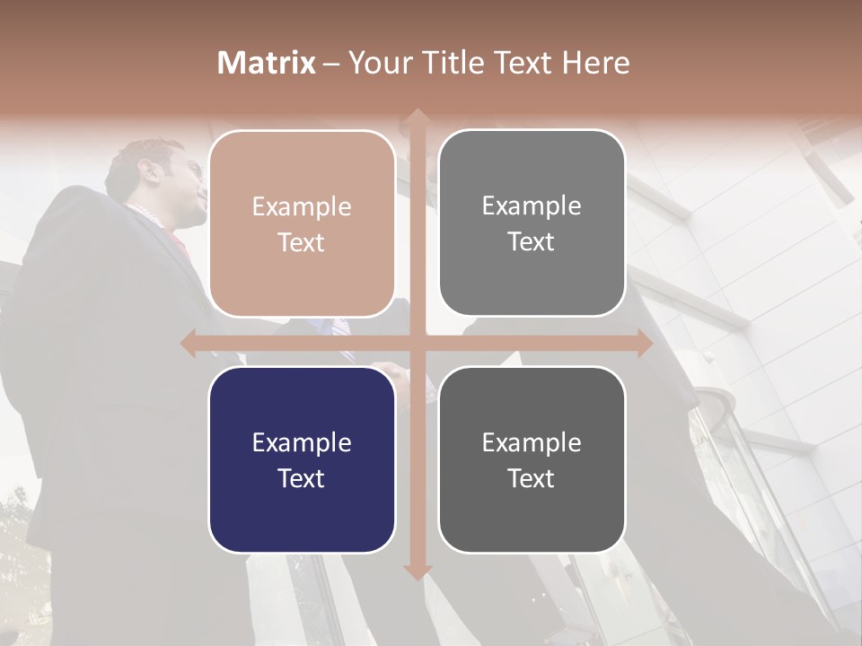 Business People Shaking Hands Outside Modern Office Building PowerPoint Template