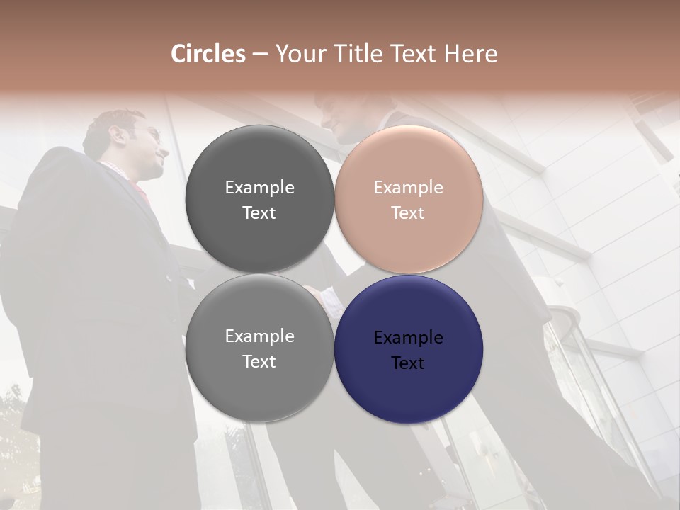 Business People Shaking Hands Outside Modern Office Building PowerPoint Template