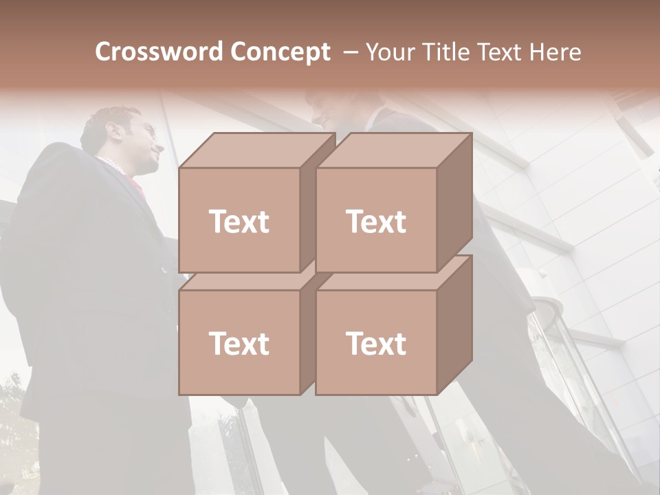 Business People Shaking Hands Outside Modern Office Building PowerPoint Template