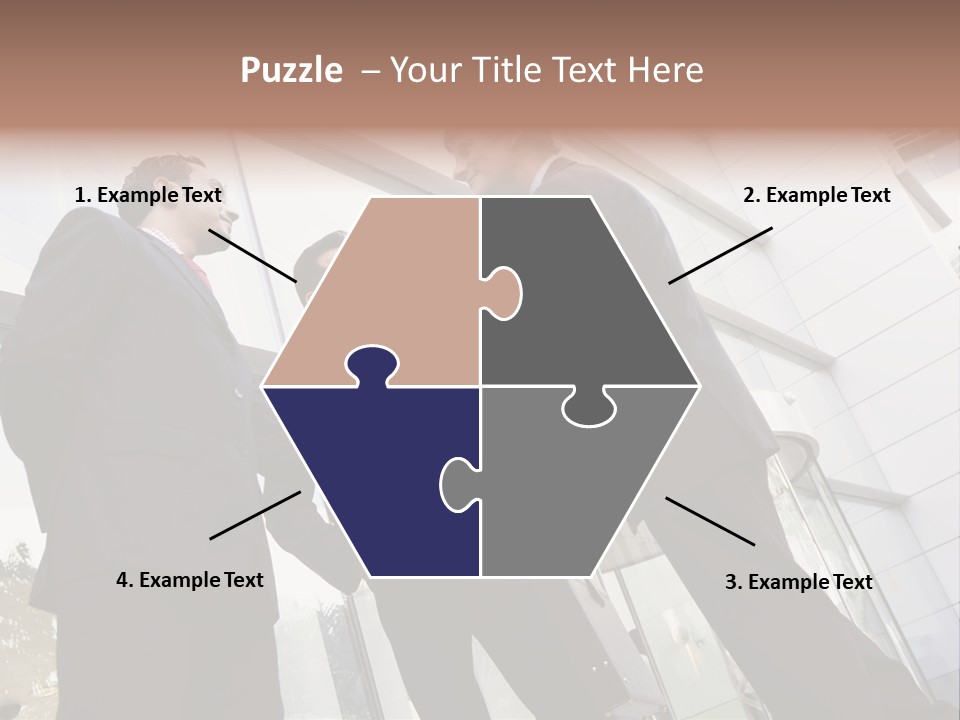 Business People Shaking Hands Outside Modern Office Building PowerPoint Template