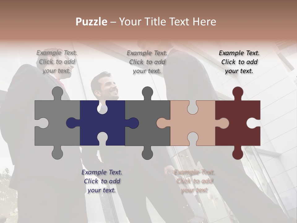 Business People Shaking Hands Outside Modern Office Building PowerPoint Template