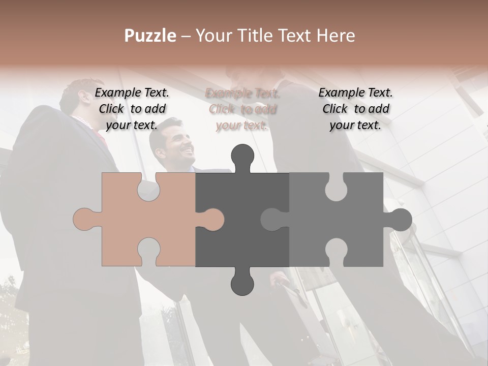 Business People Shaking Hands Outside Modern Office Building PowerPoint Template