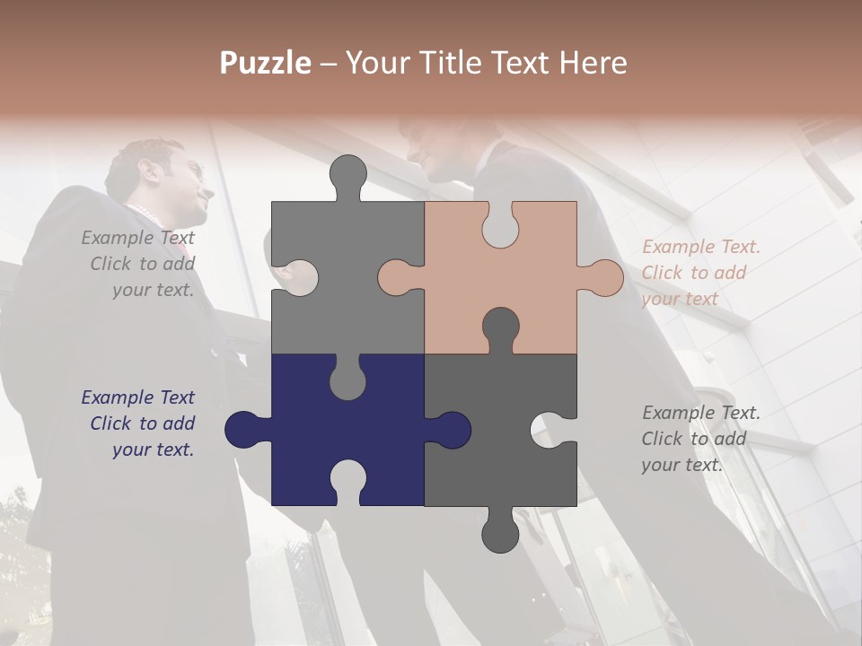 Business People Shaking Hands Outside Modern Office Building PowerPoint Template