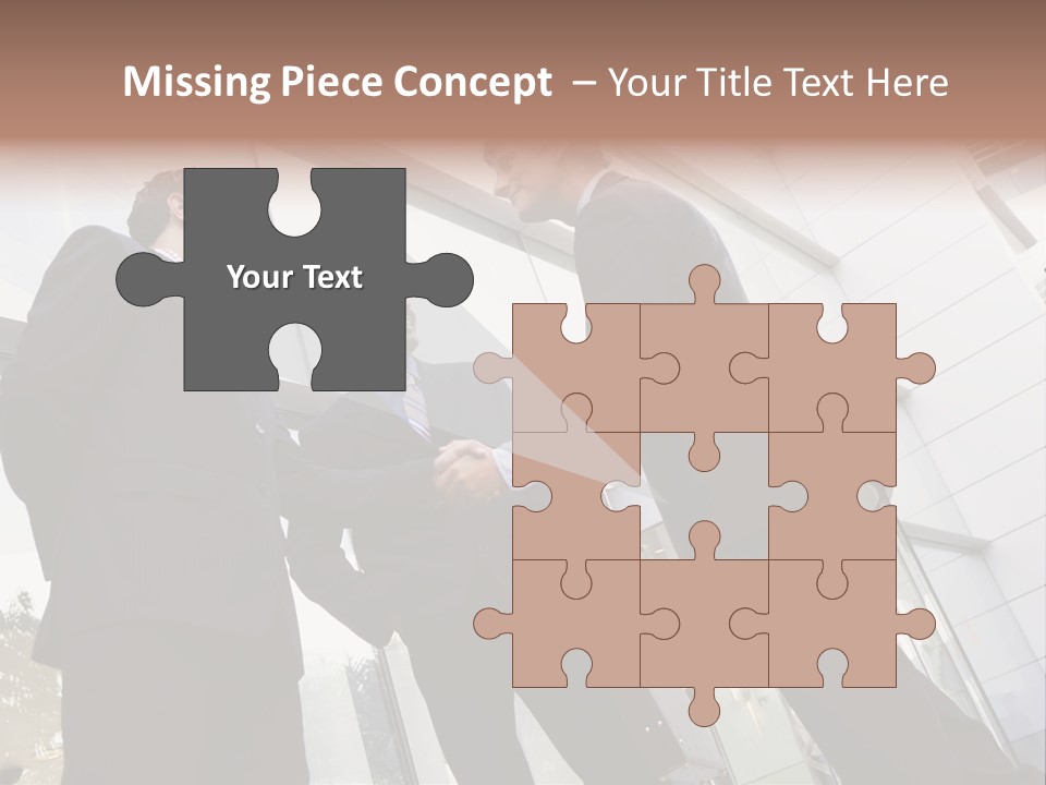 Business People Shaking Hands Outside Modern Office Building PowerPoint Template