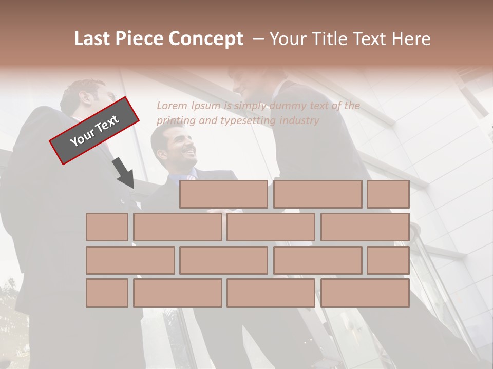 Business People Shaking Hands Outside Modern Office Building PowerPoint Template